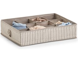 Zeller kleding/kast organizer - 12 vakken - beige - 44 x 34 x 11 cm - opbergdoos
