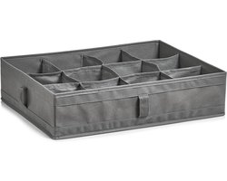 Zeller kleding/kast organizer - 12 vakken - grijs - 44 x 34 x 11 cm - opbergdoos