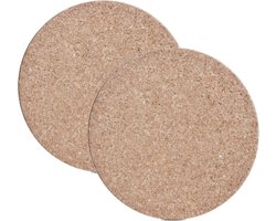 Zeller Kurken pannenonderzetters - 2x - rond - lichtbruin - D26 x H1 cm - Keuken en tafel - extra dik