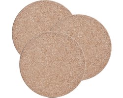 Zeller Kurken pannenonderzetters - 3x - rond - lichtbruin - D20 x H1 cm - Keuken en tafel - extra dik