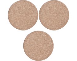 Zeller Kurken pannenonderzetters - 3x - rond - lichtbruin - D26 x H1 cm - Keuken en tafel - extra dik