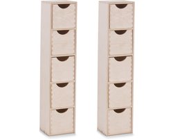 Zeller ladeblok bureau - 2x - 5 lades - 12 x 13 x 60 cm - hout