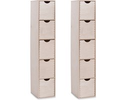 Zeller ladeblok bureau - 2x - 5 lades - 21 x 18 x 87 cm - hout