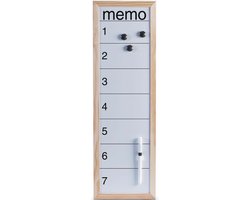 Zeller Magnetisch whiteboard/memobord met houten rand - 20 x 60 cm - Kantoorbenodigdheden - Schrijf/tekenbord - Memobord - Magnetische borden