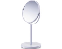 Zeller make up spiegel - rond - dubbelzijdig - 17x35 cm - Cosmeticaspiegel - Vergootspiegel - wit