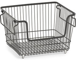 Zeller opberg draadmandje - zwart - stapelbaar - 33 x 27 x 21 cm - metaal - kastmanden