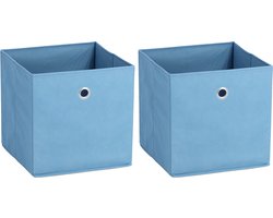 Zeller opbergmand/kastmand - 2x - 22 liter - blauw - 28 x 28 x 28 cm