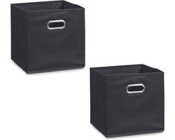 Zeller Opbergmand/kastmand - 2x - zwart - 28 x 28 cm - polyester - Speelgoed manden - Opruimmanden