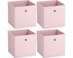 Zeller opbergmand/kastmand - 4x - 22 liter - lichtroze - 28 x 28 x 28 cm