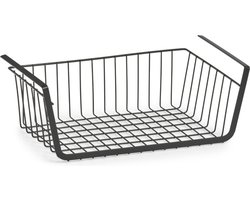 Zeller Opberg/opruim hangmandje - 41 x 26 x 15 cm - Kastmandje - zwart - Opberg/opruimmand - Hangmanden voor in de kast