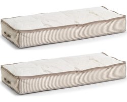 Zeller opbergtas/beschermhoes beddengoed/kleding - 2x - voor onder bed - 104 x 46 x 15 cm