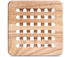 Zeller Pannenonderzetters - 4x - hout - vierkant - 20 cm - Pannen onderzetters van hout