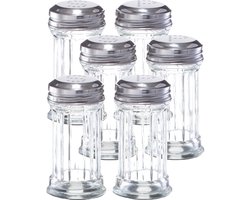 Zeller Peper en zout stel - 4x - glas/metaal - D5 x H9,5 cm - vaatjes/strooiers