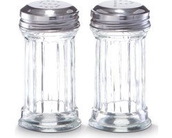 Zeller Peper en zout stel - glas/metaal - D5 x H9,5 cm - vaatjes/strooiers