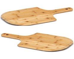 Zeller pizza snijplanken/borden - 4x - hout - met handvat - 53 x 30 cm - Pizzaborden / Pizzasnijplanken