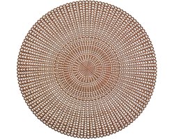 Zeller Placemat - 2x - rond - koperkleurig - met geponste gaatjes - Dia 41 cm