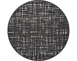 Zeller placemat Circle - glanzend zwart - kunststof - rond - Dia 38 cm - onderlegger