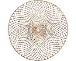 Zeller placemats - 2x - rond - mandala - goud - 38 cm - onderleggers