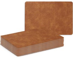 Zeller Placemats - 8x - lederlook - cognac kleur - 42 x 30 cm - tafel dekken - onderleggers