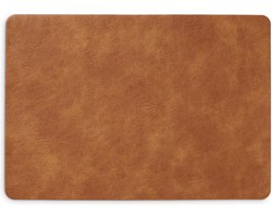 Zeller placemats lederlook - 45 x 30 cm - cognac bruin - vegan leer - tafel onderleggers