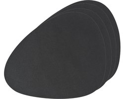 Zeller placemats lederlook - 8x - 34 x 42 cm - zwart