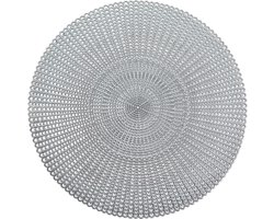 Zeller Placemats- rond - zilverkleurig - met geponste gaatjes - Dia 41 cm