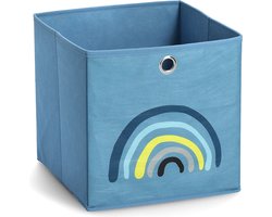 Zeller Present - Blauwe opbergmand kinderkamer regenboog - 14426 - Decoratief & Opvouwbaar