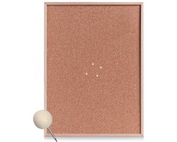 Zeller Prikbord - 80 x 60 cm - inclusief 25x houten bolletjes punaises - Kantoor / thuis / keuken - memobord - extra groot formaat