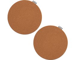 Zeller prikbord/wandbord rond - 2x - incl. punaises - 30 cm - kurk