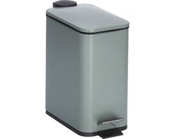 Zeller Prullenbak/pedaalemmer - metaal/kunststof - 5L - groen - soft close - 29 x 14 cm