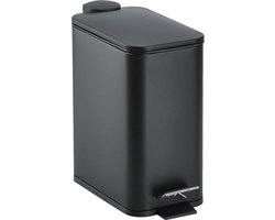 Zeller Prullenbak/pedaalemmer - metaal/kunststof - 5L - zwart - soft close - 29 x 14 cm
