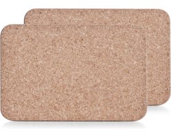 Zeller Rechthoekige placemats/onderzetters van kurk - 4x stuks - met waslaag - 20 x 30 cm - Borden/pannen onderzetters