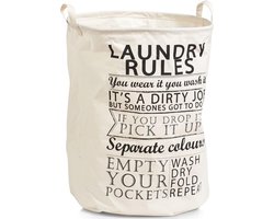 Zeller ronde wasmand met tekst - 69 l - creme