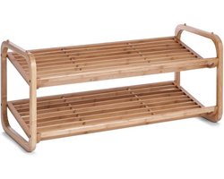 Zeller Schoenenrek - bamboe hout - 2-laags - 74 x 33 x 33 cm - stapelbaar - schoenen standaard