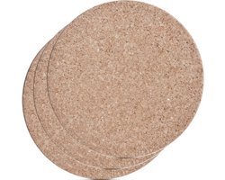 Zeller Tafel Pannenonderzetter - 3x - kurk - rond - Dia 17 cm - tot 220 graden - lichtbruin - ovenschalen/kookpannen