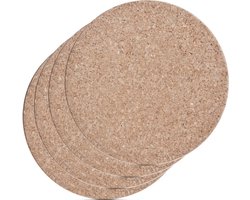 Zeller Tafel Pannenonderzetter - 4x - kurk - rond - Dia 17 cm - tot 220 graden - lichtbruin - ovenschalen/kookpannen