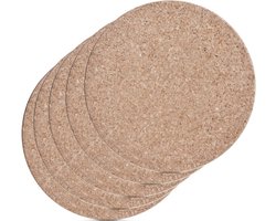 Zeller Tafel Pannenonderzetter - 5x - kurk - rond - Dia 17 cm - tot 220 graden - lichtbruin - ovenschalen/kookpannen