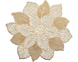 Zeller tafel placemats bloemen vorm - kunststof - 49 x 47 cm - goud - onderleggers