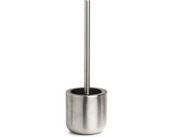 Zeller Toiletborstel in houder - RVS - D11 x H35 cm - silicone borstel - WC borstel