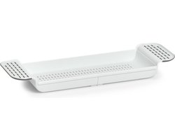 Zeller Uitschuifbaar badrekje - wit - 55 tot 78 cm - Badkameraccessoires/benodigdheden - Badrekken/badplanken uitschuifbaar