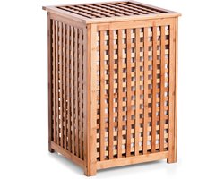 Zeller Wasmand - bamboe hout - deksel en waszak - 40 x 40 x 58 cm - 50 liter - vierkant
