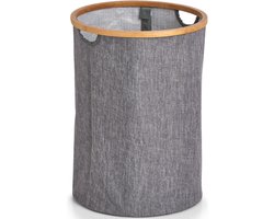 Zeller Wasmand - grijs - rond - stof - 36 x 50 cm - Dubbele wasmanden