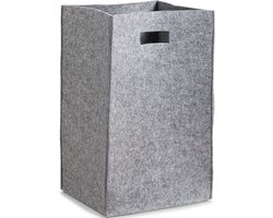 Zeller Wasmand - open - van stof - Grijs - 35 x 55 cm - met handvatten
