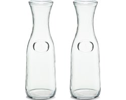 Zeller water/wijn Karaf - 2x - zonder dop - glas - 1L - schenkkan - transparant