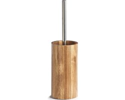 Zeller wc/toiletborstel in houder - acacia hout - H36 cm