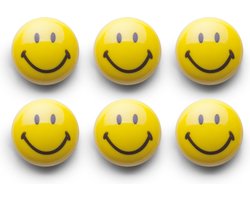 Zeller whiteboard/koelkast magneten Smile / Emoticon - 6x - kunststof - 3 cm