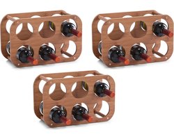 Zeller Wijnrek - 3x - compact - Keukenbenodigdheden - Wijnflesrekken/wijnflessenrekken - Rek/houder voor wijn