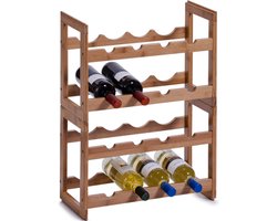Zeller Wijnrek - hout - voor 16 flessen - 47x22x32 cm - stapelbaar - wijnflessen rek