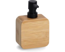 Zeller Zeeppompje/dispenser - luxe kwaliteit - bamboe hout - 15 cm - keuken - badkamer