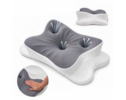 Zelrivo® Trio Vlinderkussen - Ergonomisch Hoofdkussen - 3 Zones Neksteun voor Nekklachten - Ademend - 2 Hoogtes - Voor Zijslaper Rugslaper Buikslaper - Traagschuim Memory Foam - Orthopedisch - Slaapkussen - Anti Snurk - 65x40cm